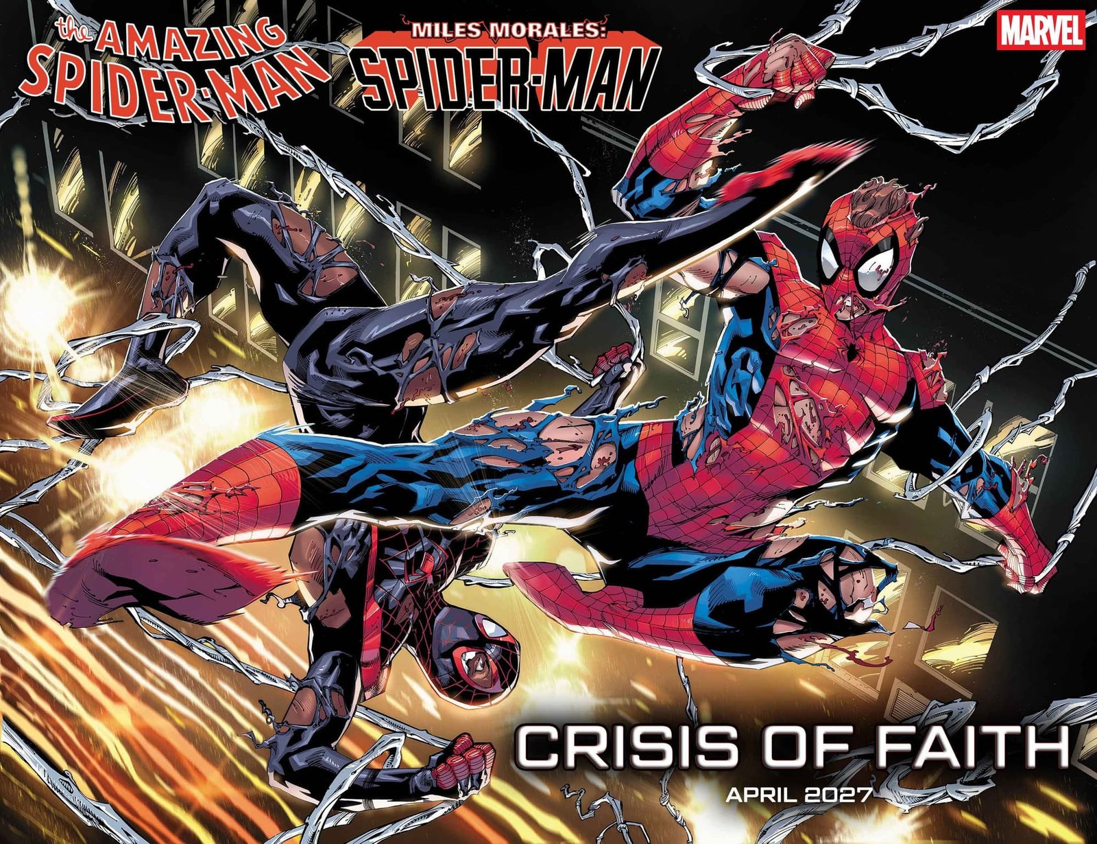 Arte promocional de Ryan Stegman para el cruce Crisis of Faith de Marvel
